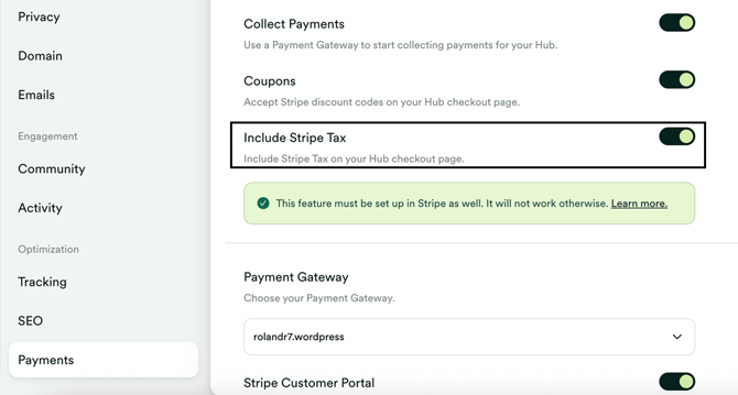 Activate Include Stripe Tax