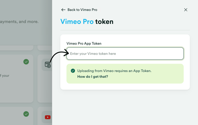 Add Vimeo Pro token here