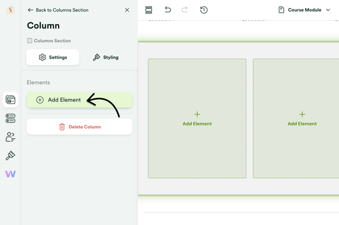 Add element to column