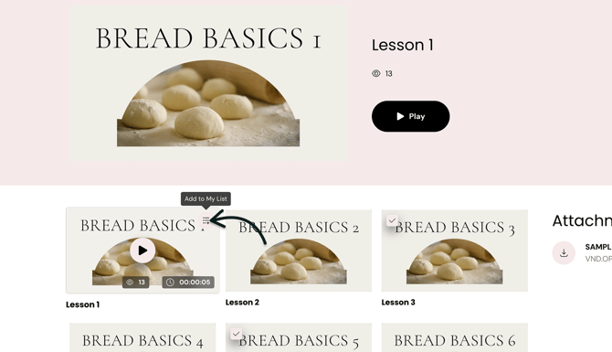 Add to My List - Main Playlist page
