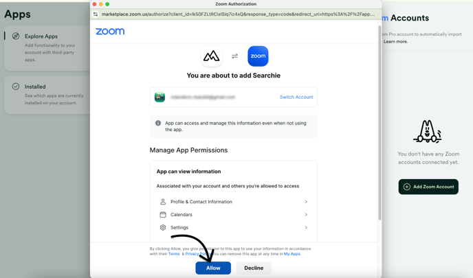 Allow Membership.io to access and manage Zoom