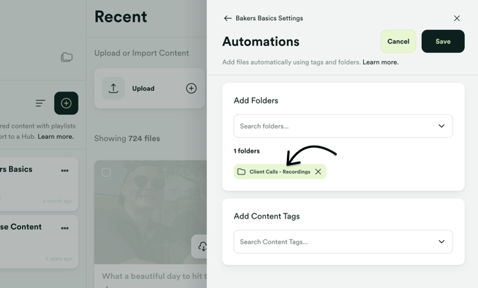 Attach Folder to Automate Content