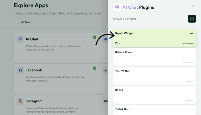 Choose AI Chat plugin to use