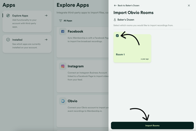 Choose Obvio folders to import