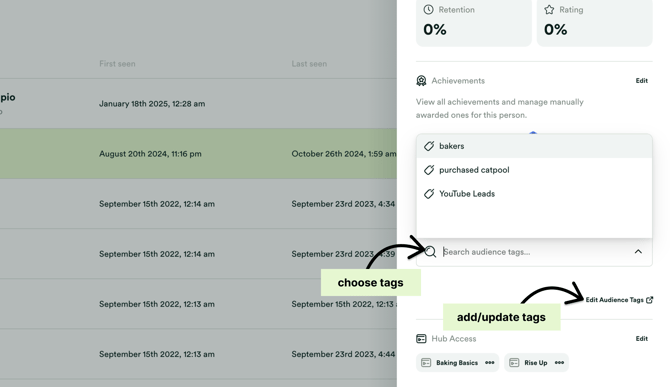 Choose or add audience tags