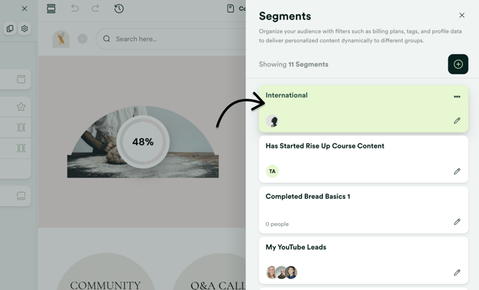 Choose the segment to assign visibility