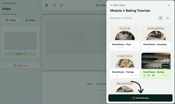 Choose video file and click Add Selected