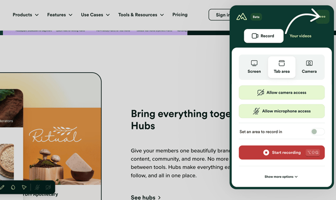 Chrome ext three-dot menu