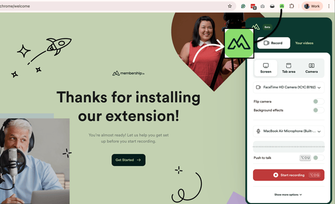 Click AI recorder extension to launch it