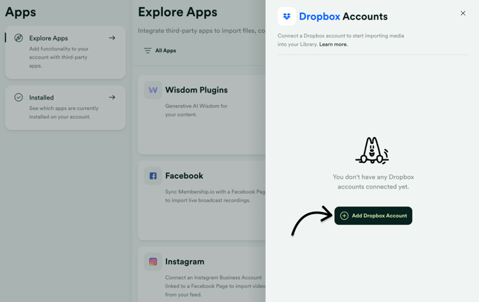 Click Add Dropbox account