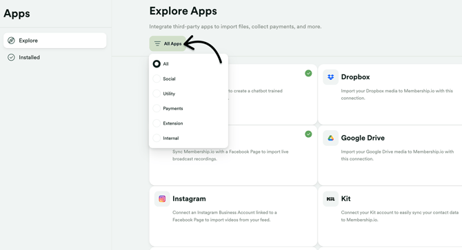 Click All Apps for sorting options