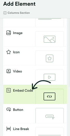 Click Embed Code element