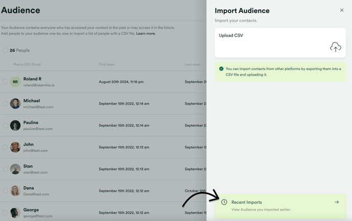 Click Recent Imports