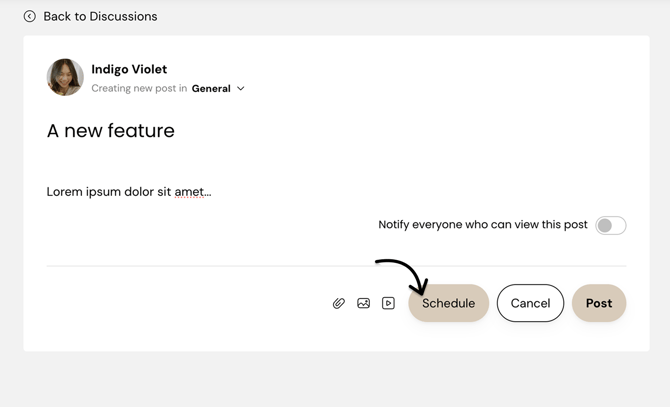 Click Schedule on your post