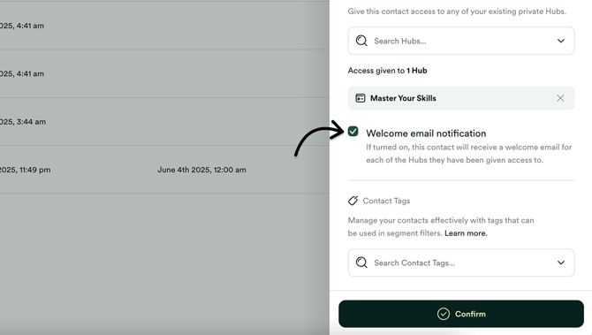 Click on Welcome Email Notif option