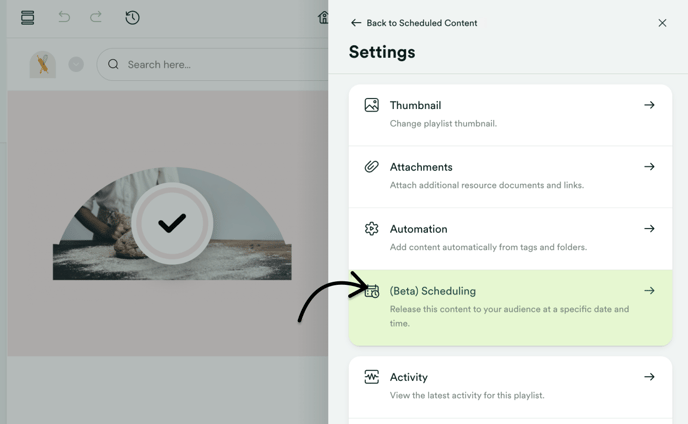 Click the content scheduling option