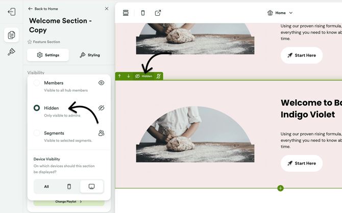 Click the eye icon on the duplicate and set to Hidden