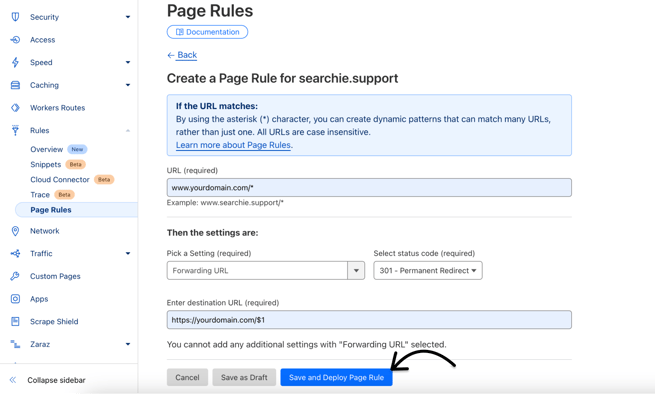 Cloudflare page rule config