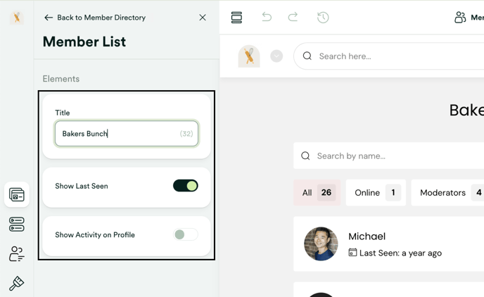 Configure member list elements