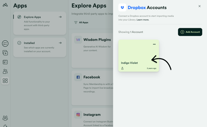 Connected Dropbox account