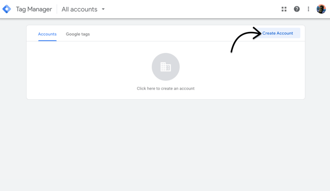 Create Acount in Google Tag Manager