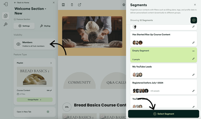 Create and choose an empty segment