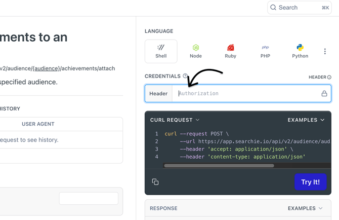Credentials header