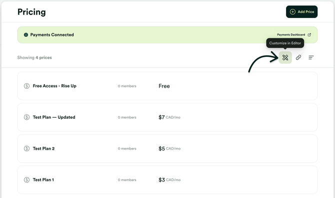 Customize price in the editor