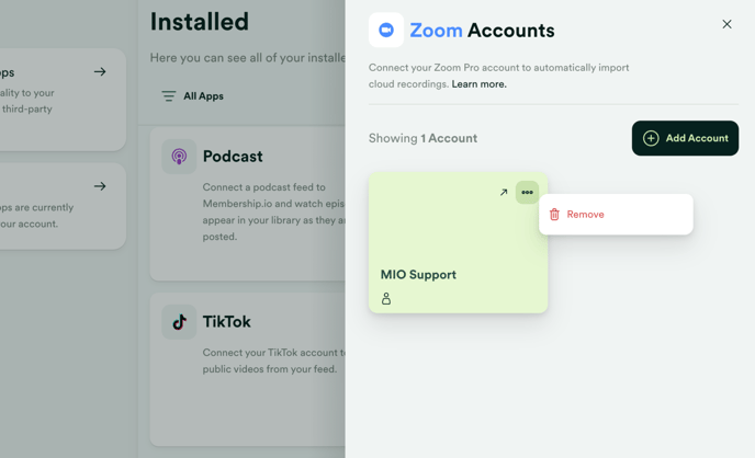 Disconnect your Zoom account