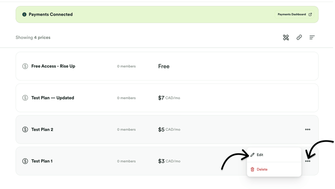 Edit prices
