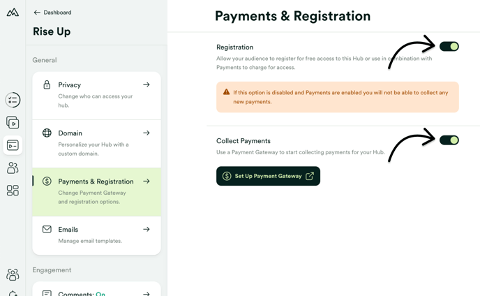 Enable Registration and Collect Payments