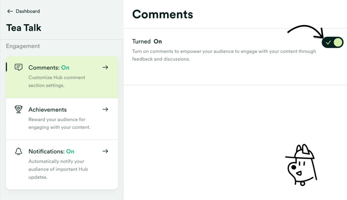 Enable commenting on the hub