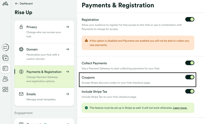 Enable coupons in P&R