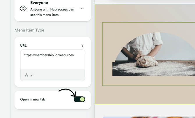 Enable or disable Open in new tab