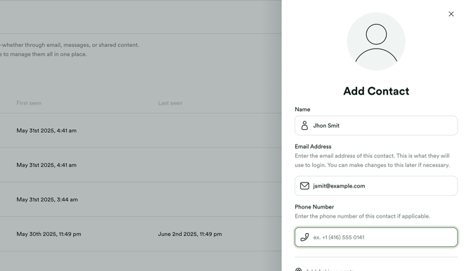 Enter the contact details