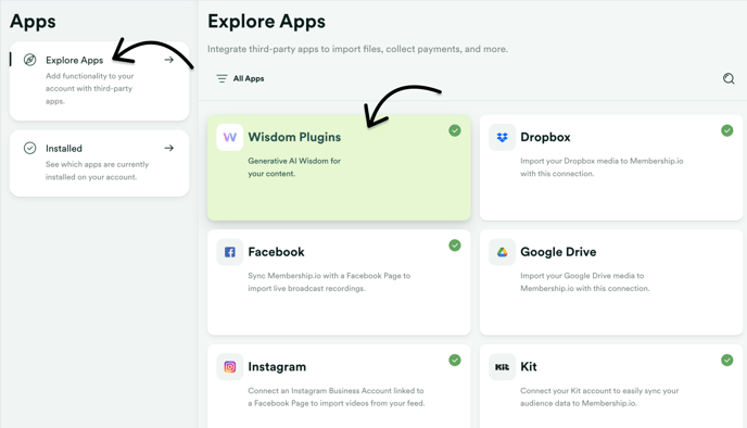 Explore Apps - Wisdom Plugins