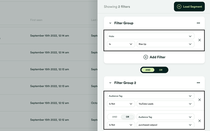 Filter by onboarding sequence