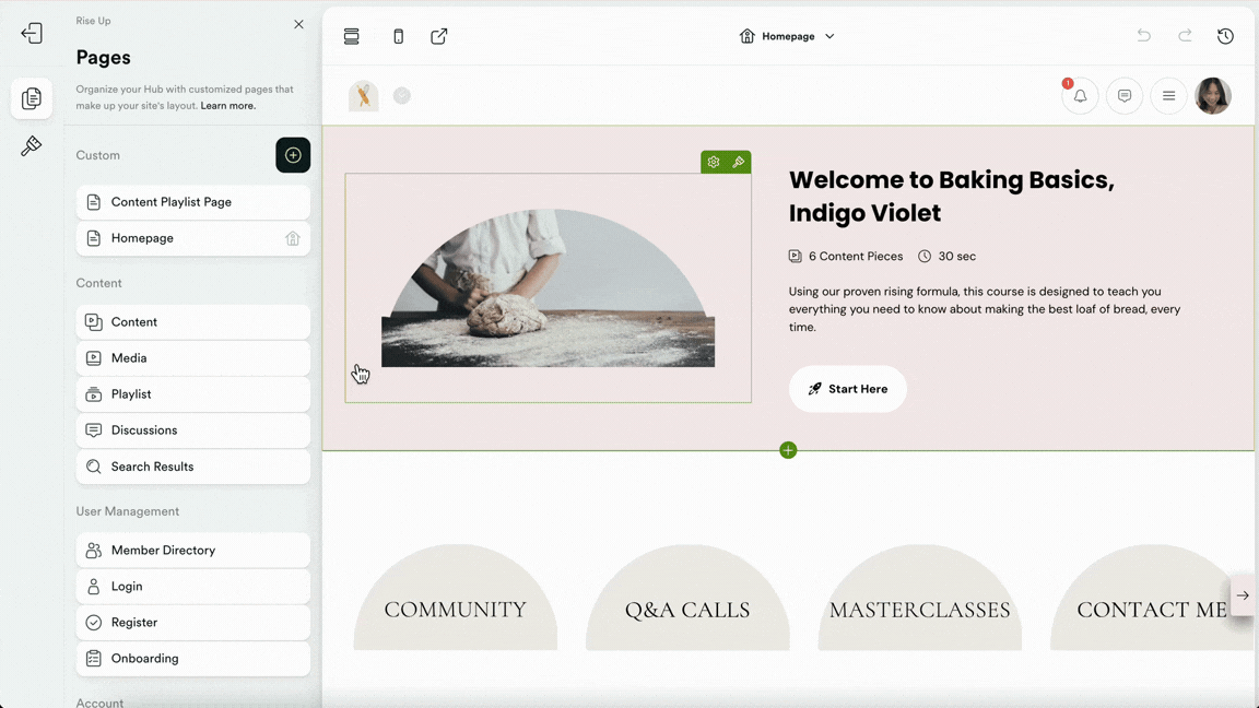 GIF - MIO - Click Homepage in the editor and click Header