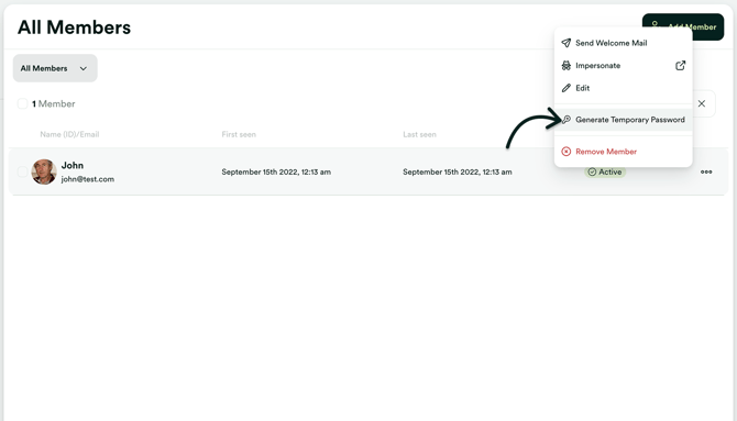 Generate temporary password