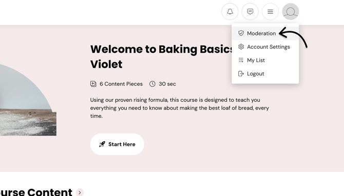 Go to Profile - Moderation
