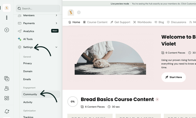 Hub Settings - Community