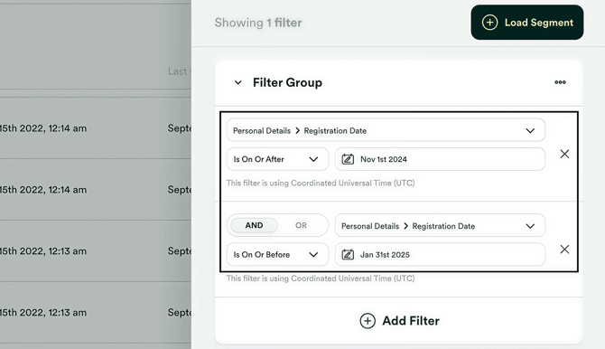 Hub registration segment