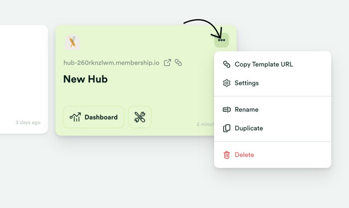 Hub three-dot menu