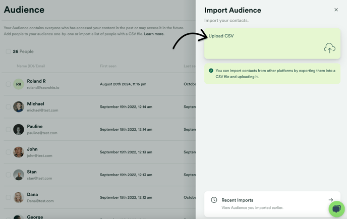 Import Audience - Upload CSV