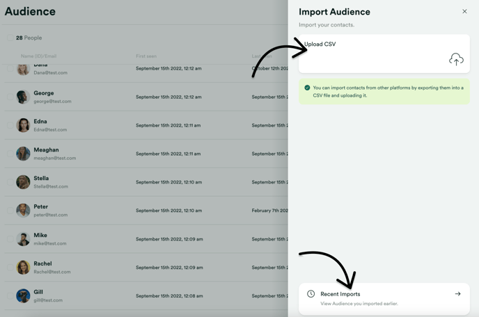 Import audience options