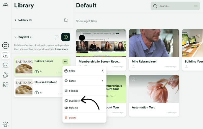 Library Playlist Menu - Duplicate