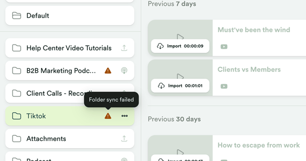 Library folder sync failed error