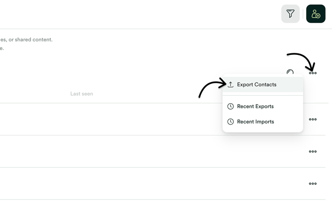 Menu - Export Contacts