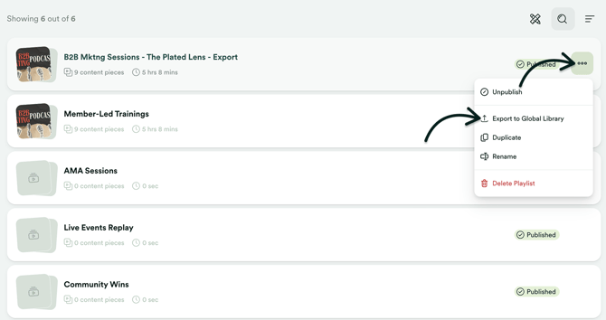 More options - Export to Global Library