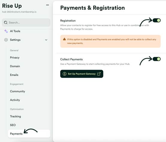 Payments - Registration and Collect Payments